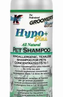 Hypoallergene huisdierenshampoo fles, natuurlijk, zachte formule.