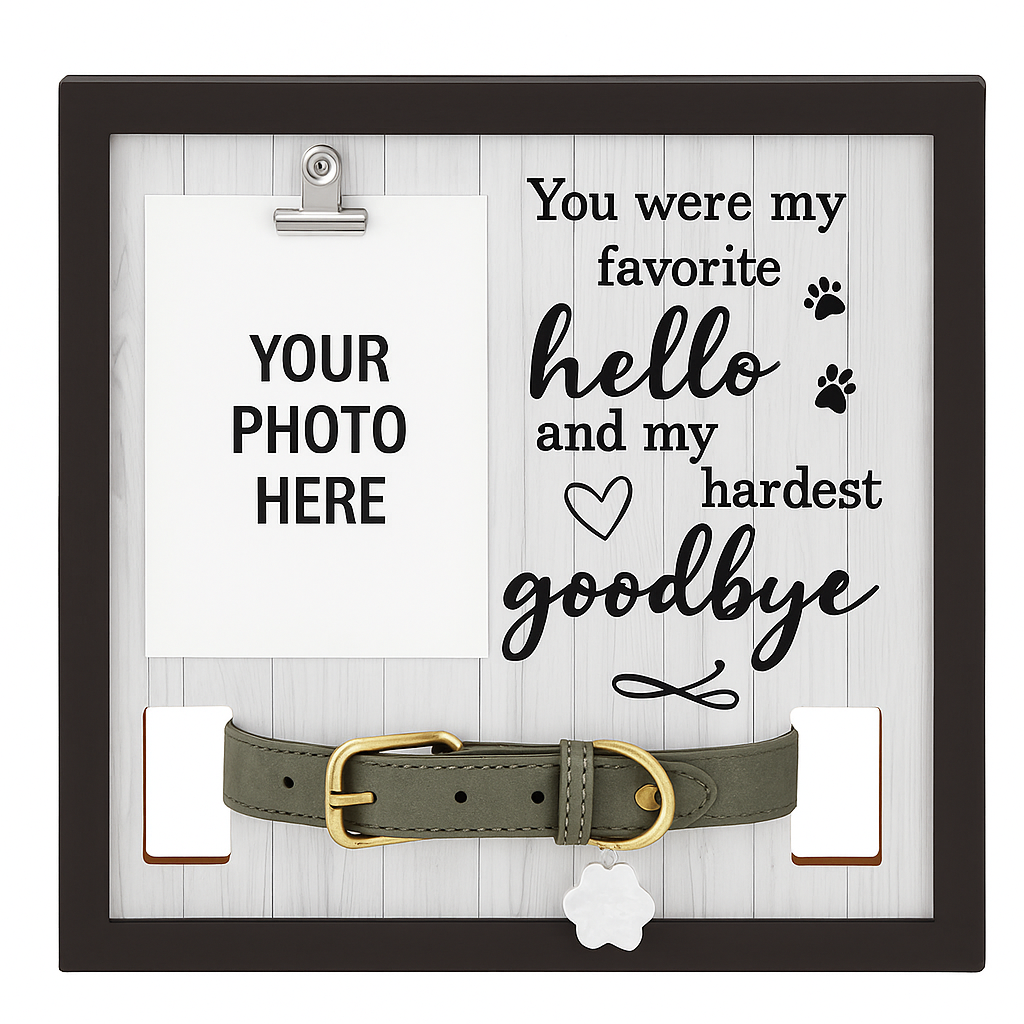Houten Herdenkingsframe voor Honden – Met Halsbandhouder & Fotoclip – Zwart